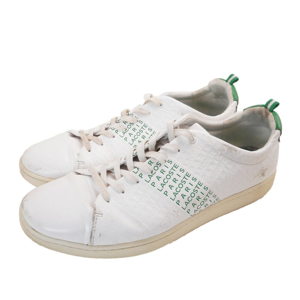 Lacoste Men's US size 13 Carnaby-EVO-119 White / Green Sneakers Shoes Leather